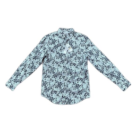 NWT Penguin White Blue Floral Long Sleeve Button Up Shirt Top Mens Size Small - Picture 3 of 10